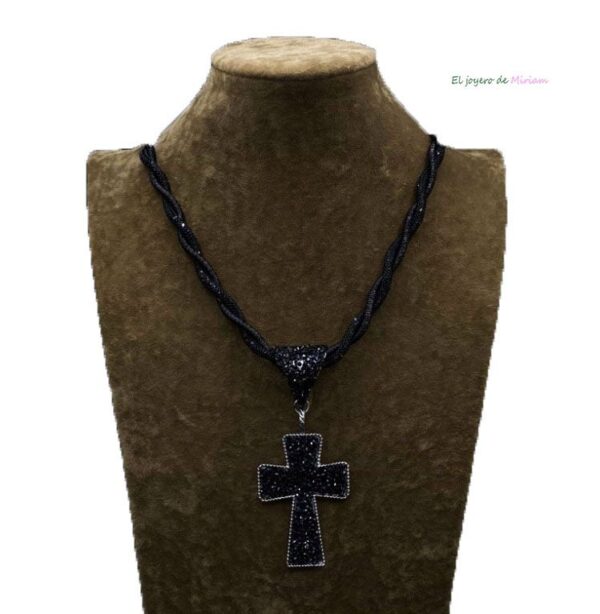 Collar largo cruz brillo
