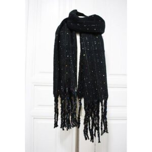 Bufanda negra hilos colores