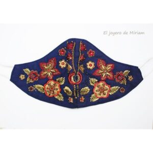 Mascarilla azul marino bordada