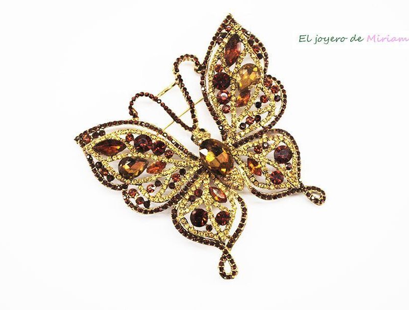 Broche mariposa cristales