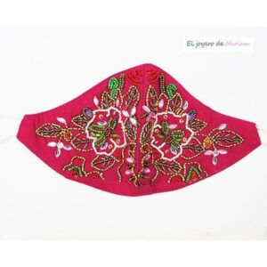 Mascarilla fucsia pedrería