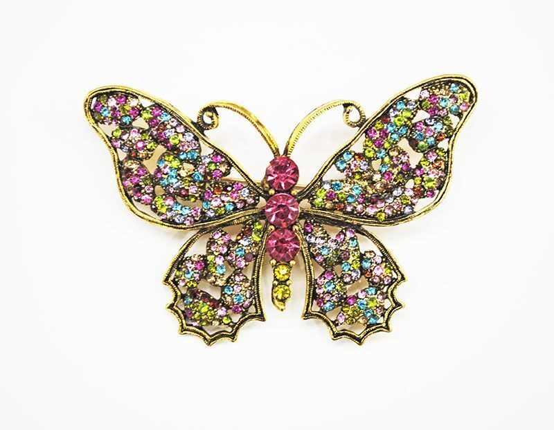 Broche cristales mariposa