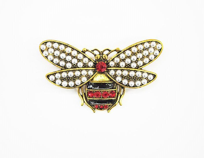 Broche avispa perlas