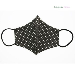 Mascarilla negra lunares blancos