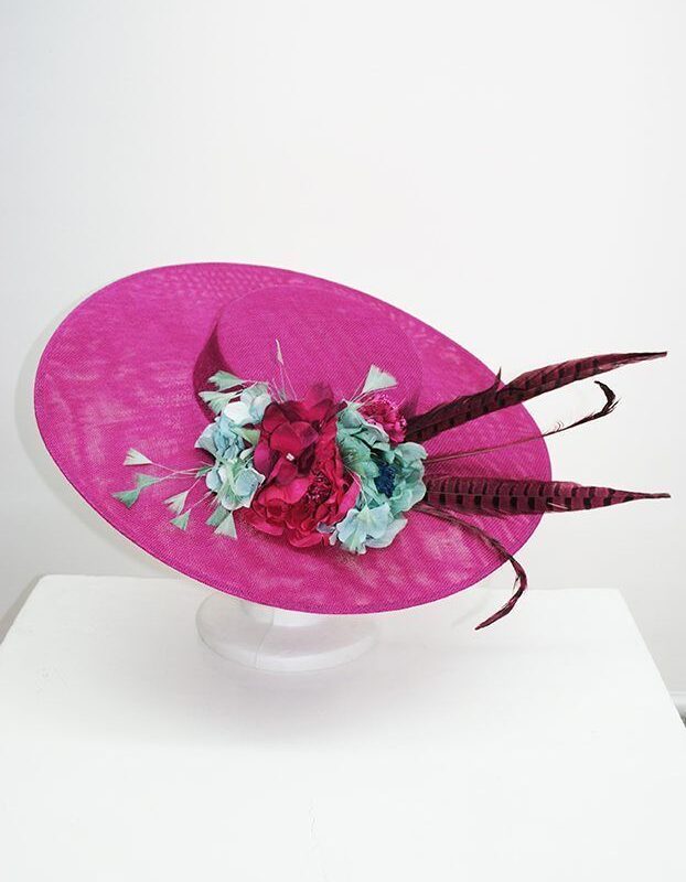 Tocado grande plato fucsia