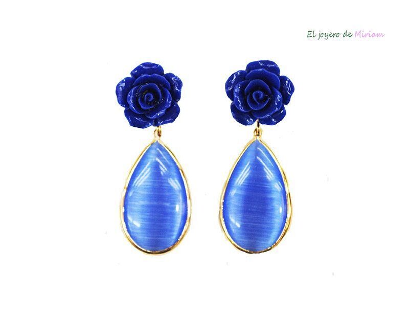 Pendientes azules lágrima