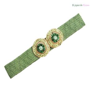Fajín verde de rafia elástica