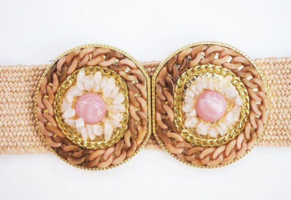 Fajín elástico rosa de rafia - Imagen 2