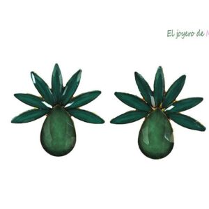 Pendientes verdes de cristal