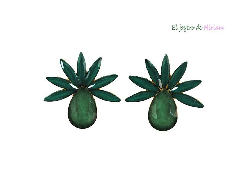 Pendientes verdes de cristal