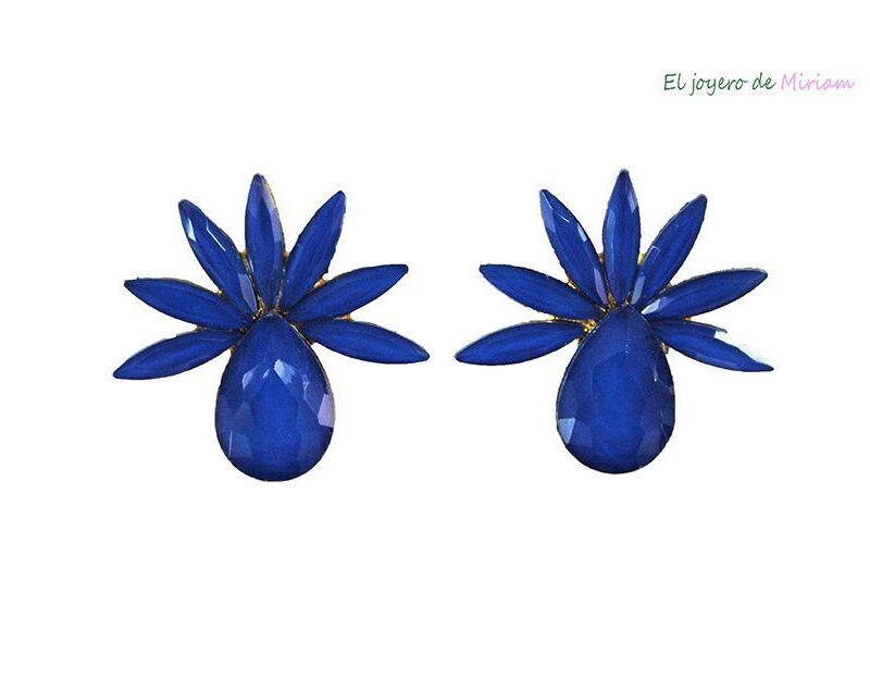 Pendientes azules de cristal