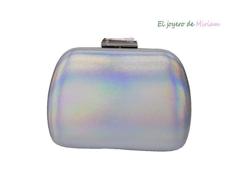 Bolso clutch plata fluor