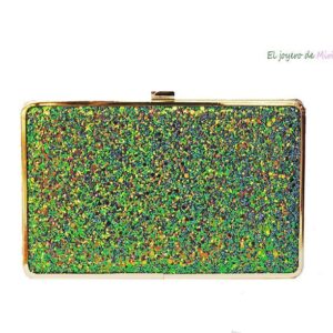 Bolso de fiesta clutch verde glitter