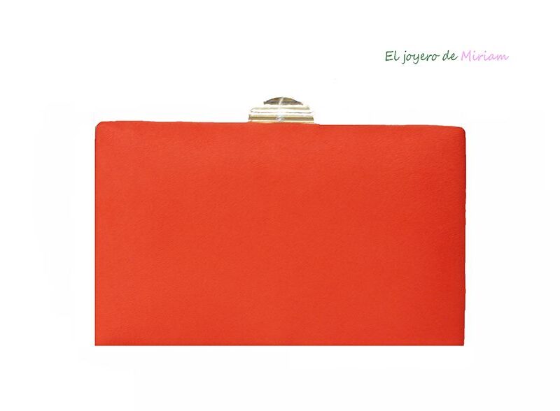 Bolso clutch naranja con dorado
