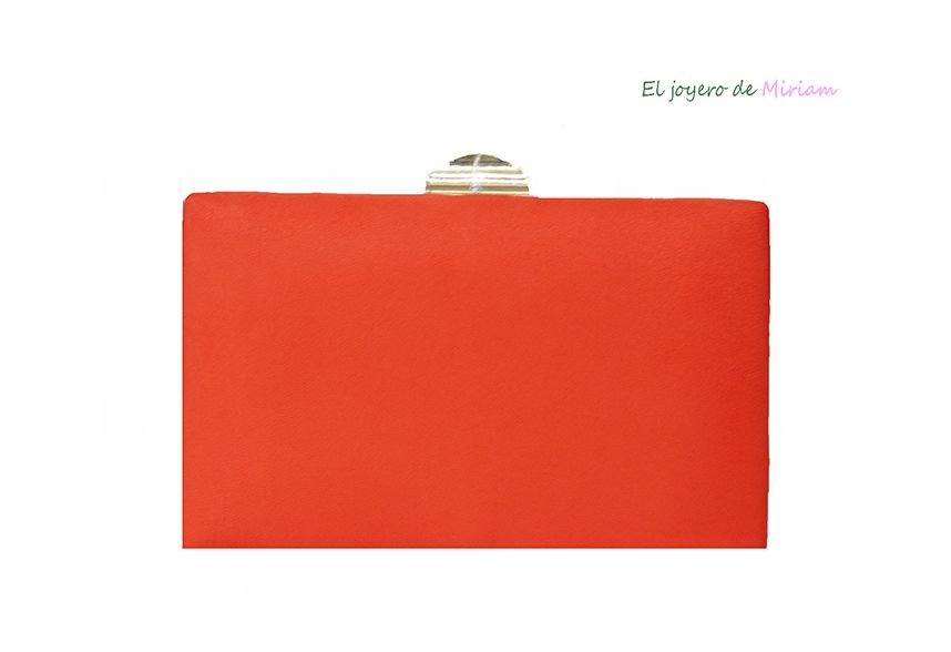 Bolso clutch naranja con dorado - joyero Miriam