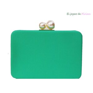 Clutch turquesa cierre perlas