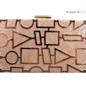 Bolso clutch rosa glitter