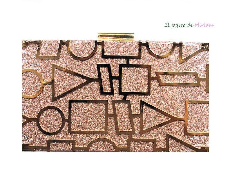 Bolso clutch rosa glitter
