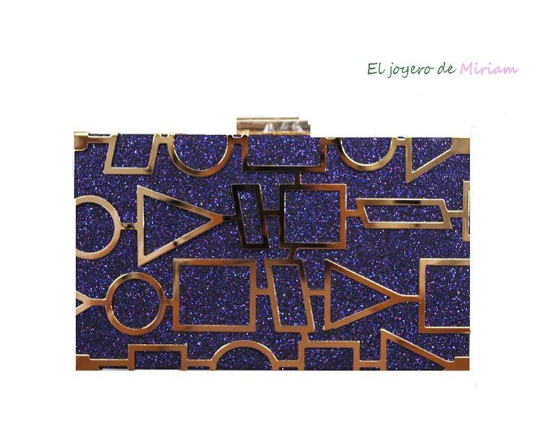 Clutch glitter morado - azul