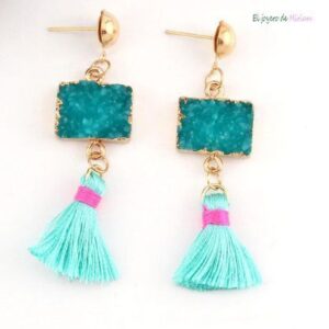 Pendientes flecos turquesa