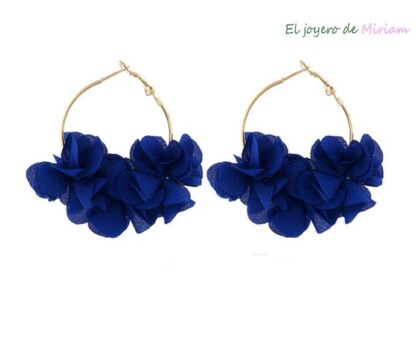 Pendientes azules flores