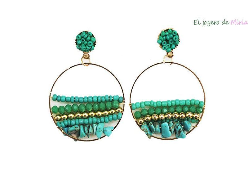 Pendientes aros turquesas