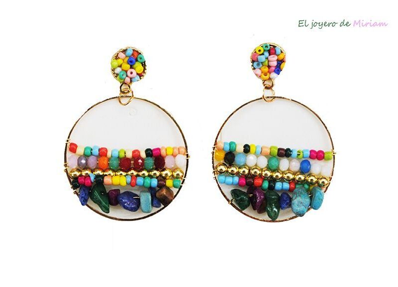 Pendientes cuentas multicolor