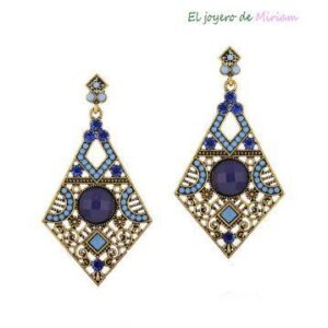 Pendientes metal y cuentas azules
