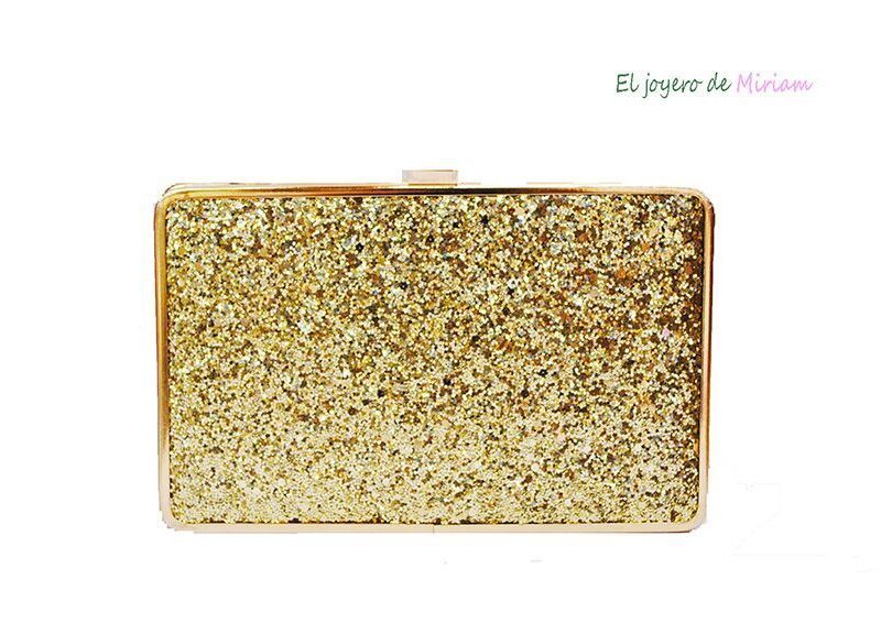 Bolso clutch dorado glitter