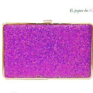 Bolso clutch fucsia fluor glitter