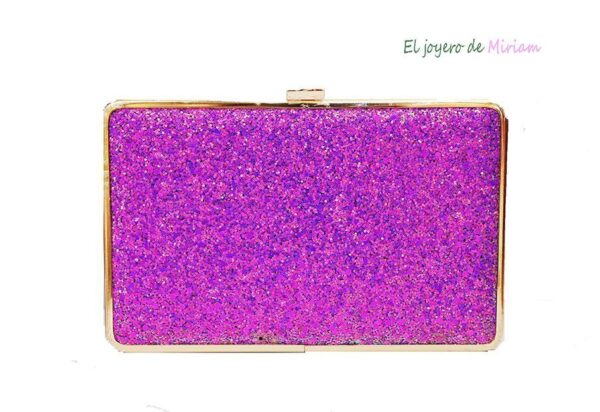 Bolso clutch fucsia fluor glitter