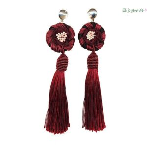 Pendientes granates de flecos