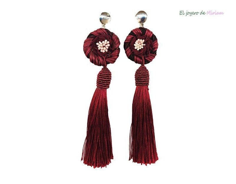 Pendientes granates de flecos