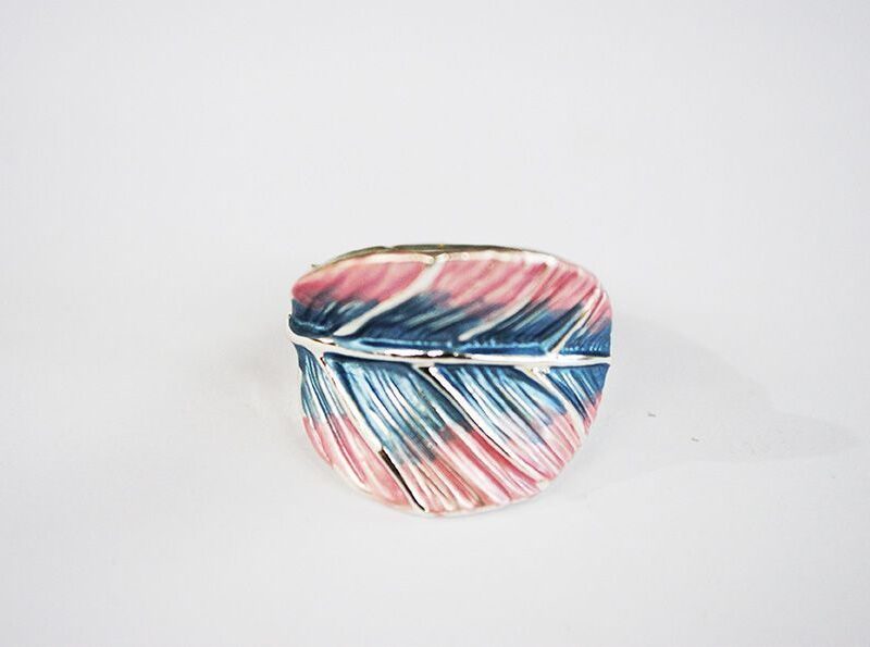 Anillo elástico azul y rosa