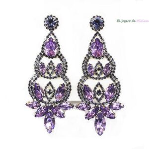 Pendientes malvas cristales