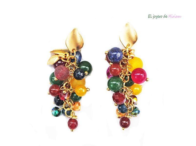 Pendientes racimo multicolor