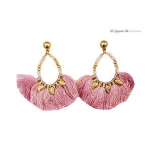 Pendientes flecos rosas