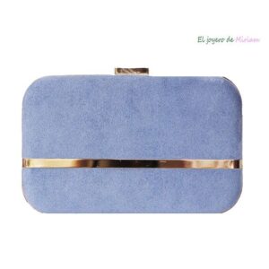 Bolso clutch azul y dorado