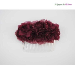 Peineta de flores granates