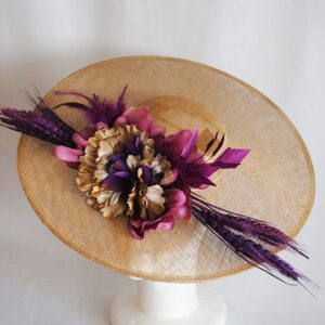 Tocado plato dorado y morado