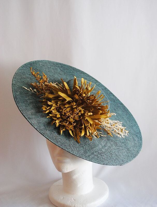 Tocado pamela azul petróleo