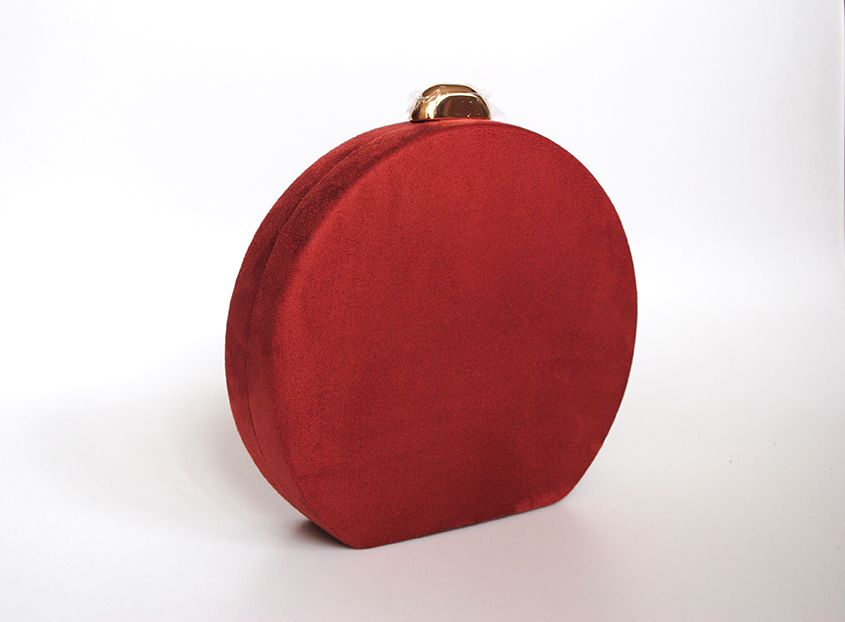Bolso clutch redondo teja - El joyero de Miriam
