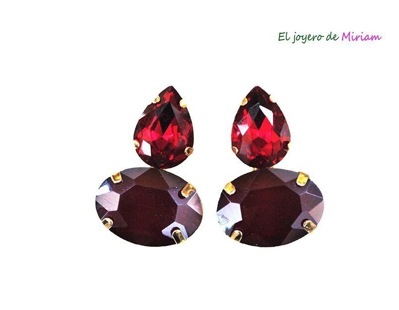 Pendientes granates de fiesta