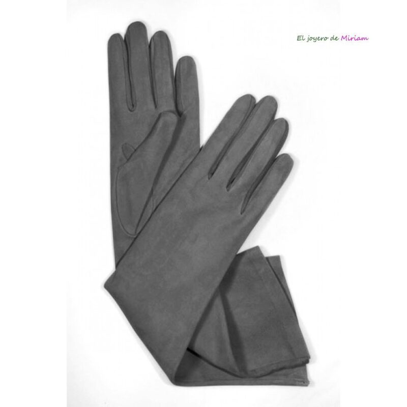 Guantes grises antelina 40 cm