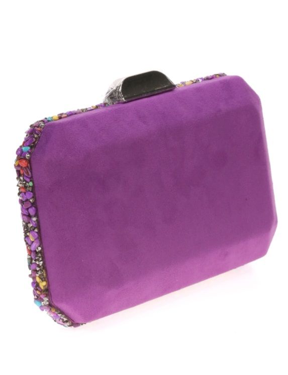 Bolso clutch morado pedrería joyero de Miriam