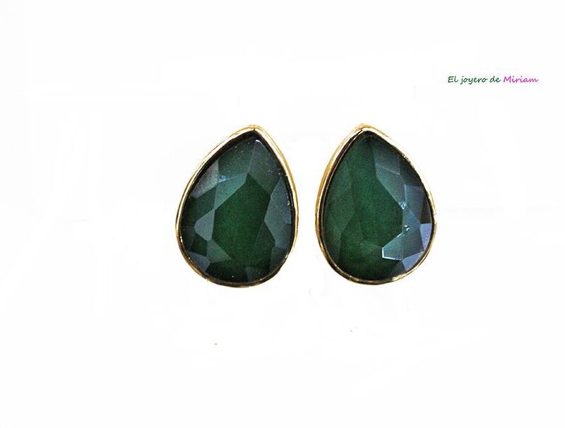 Pendientes lágrimas verde botella