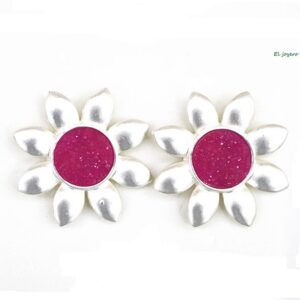 Pendientes fucsias y plateados
