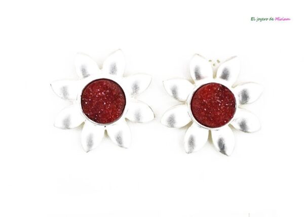 Pendientes granates y plateados