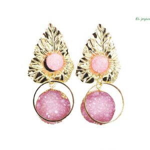 Pendientes rosas y dorados