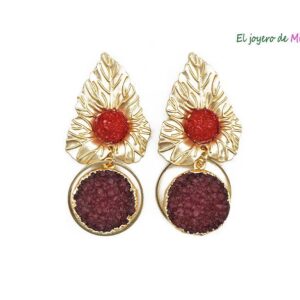 Pendientes granates y dorados